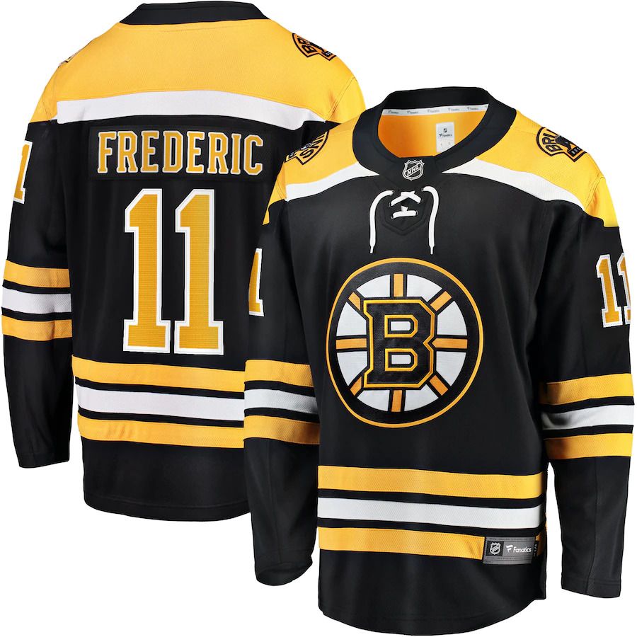 Men Boston Bruins #11 Trent Frederic Fanatics Branded Black Home Breakaway Player NHL Jersey->boston bruins->NHL Jersey